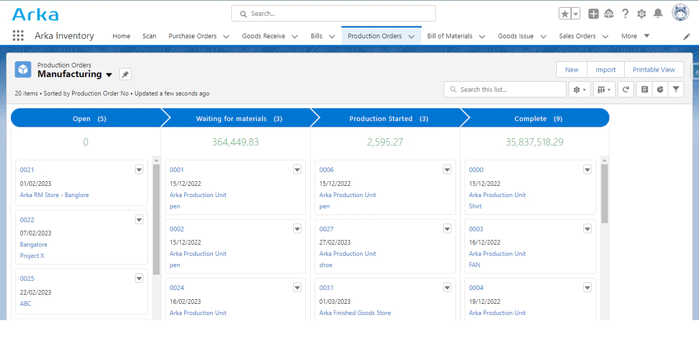 screenshot of Arka Inventory
